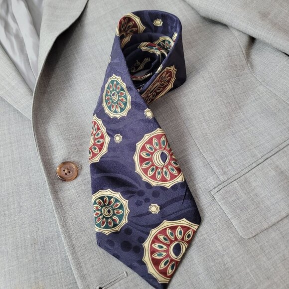 Oscar De La Renta Couture Silk Tie With Geometric Pattern - Picture 3 of 8